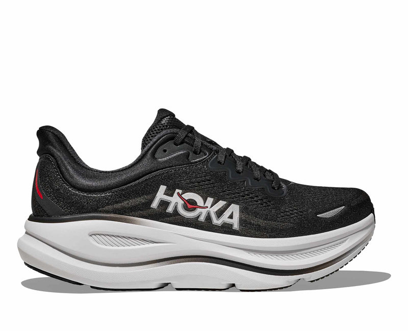 Hoka M Bondi 9 Color: BLACK / VERMILLION Style: 1162011-BKVR
