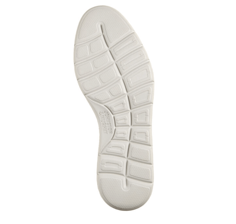 Johnston & Murphy Holden Plain Toe shoe outsole in white rubber with textured grip pattern, bottom view.