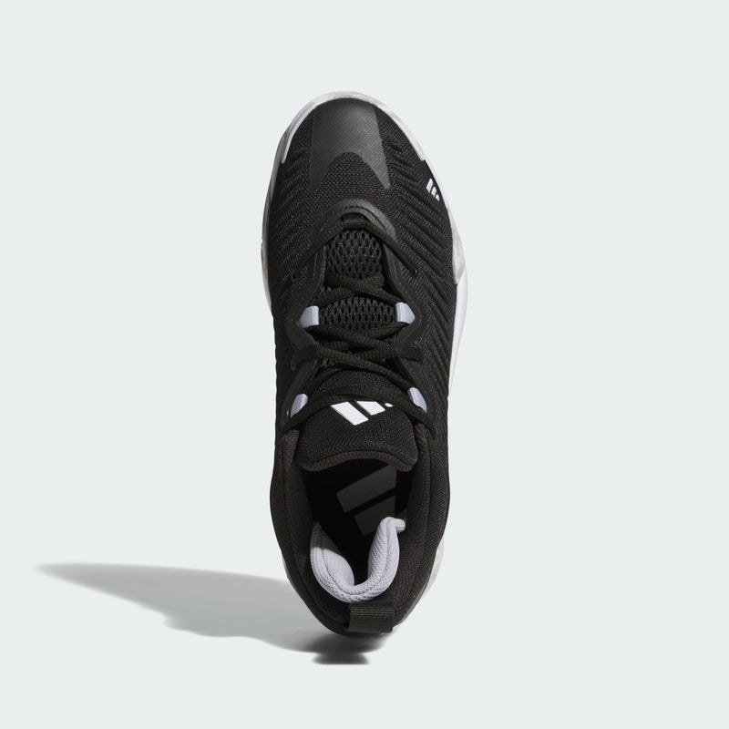 Adidas Initiation shoes top view featuring black mesh upper, lace system with white accents, and padded collar.