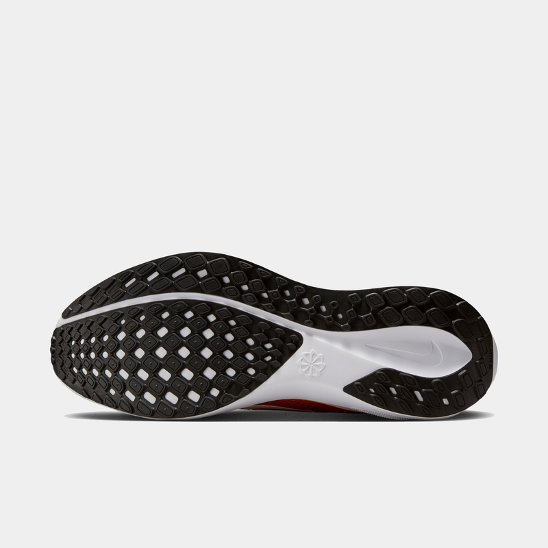 Nike Kansas City Chiefs Pegasus 41 running shoes outsole with waffle-style tread pattern in black and white rubber, sole/bottom view.