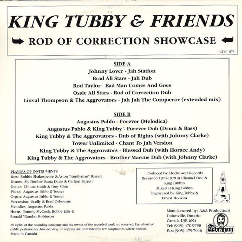 King Tubby & Friends "Rod Of Correction Showcase" LP (Black Vinyl) - August Shop