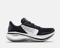 TYR Maverick V1 Runner shoes in black with a white midsole, FlightTime cushioning, and a sleek mesh upper, side view.