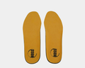 Hoss Memory Foam Insole in yellow with black branding, lightweight cushioning design, top view.
