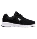 The DC Shoes Men's Skyline Lightweight Shoes are black street shoes with a white sole and the DC logo in white on the side, made from nubuck leather mesh, shown in a side view against a white background.