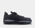 DC WorkCrew Navigator Work shoes in black with durable leather upper, metal eyelets, padded collar, and slip-resistant outsole, side view.