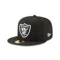 Front Left View of the New Era Cap Raiders 5950 LASRAI BLACK