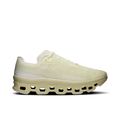 Light-colored running shoe with unique hexagonal sole design on a white background