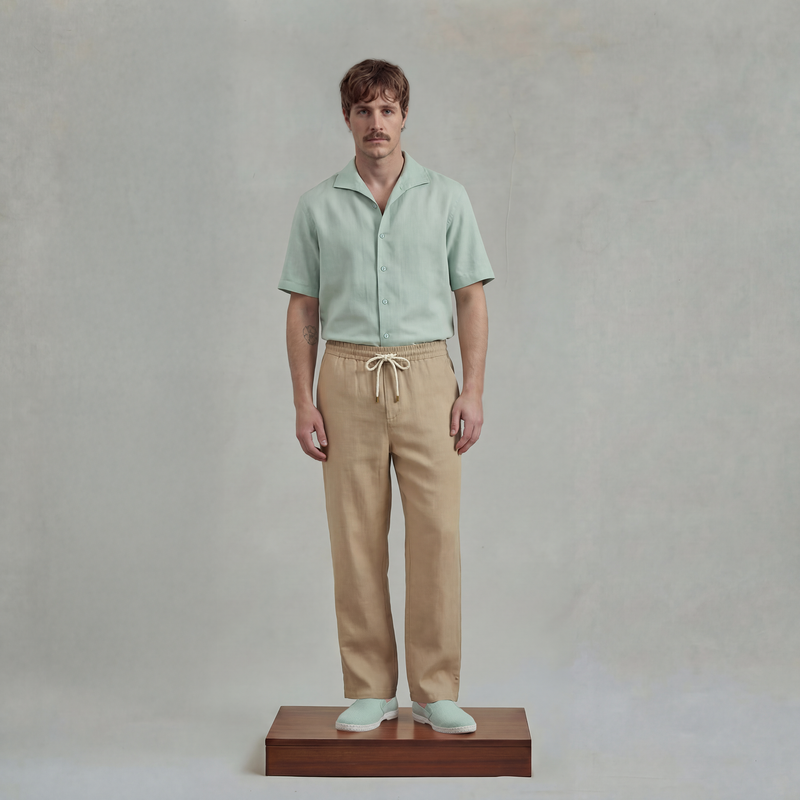 Pantalon en lin avec cordon de serrage