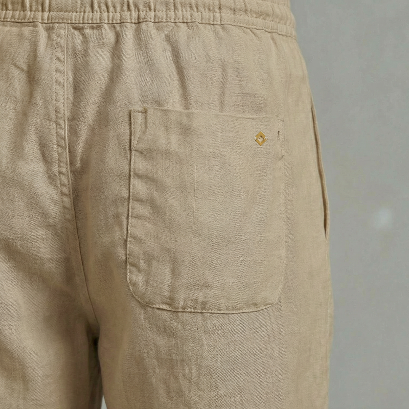 Pantalon en lin avec cordon de serrage