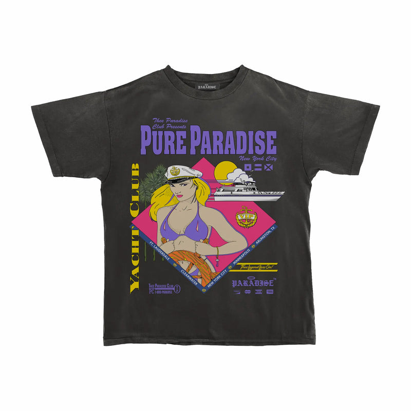 Paradise NYC VIP Yacht Club Tee (Vintage Black) - August Shop