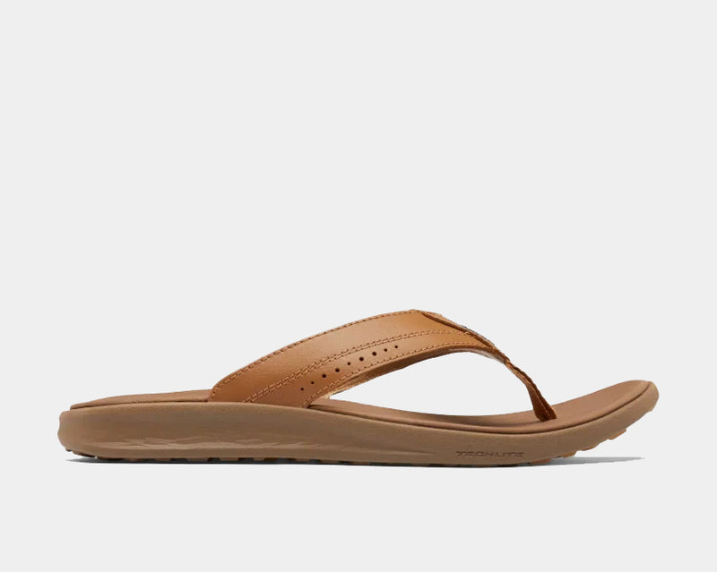 Columbia PFG Rostra™ Beachcomber™ LE sandals in tan with perforated leather straps and Techlite cushioned sole, side view.