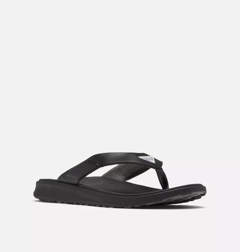 Columbia PFG Rostra™ Beachcomber™ sandals in black with textured straps and cushioned sole, side view.