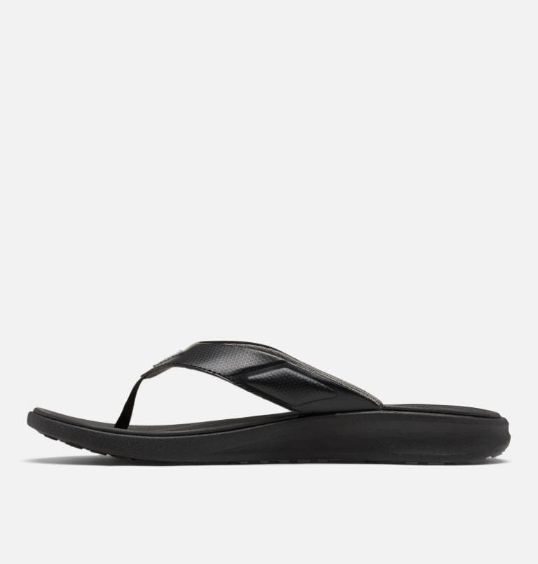 Columbia PFG Rostra™ Beachcomber™ flip-flops in black with textured strap and cushioned sole, side view.