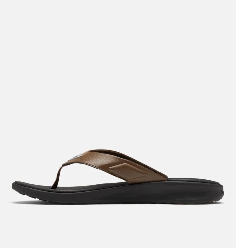 Columbia PFG Rostra™ Beachcomber™ sandals in brown with synthetic upper and black cushioned sole, side view.