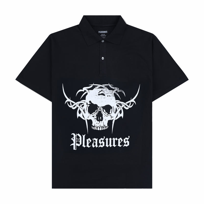Pleasures Tradition Polo Shirt (Black) - August Shop