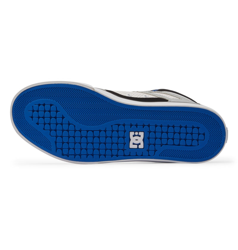 DC Footwear Pure High Top WC sneakers outsole in blue rubber with textured grip and DC logo.