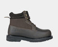 Hoss Scout Steel Toe Boot in brown leather and canvas with reinforced sole and lace-up design, side view.