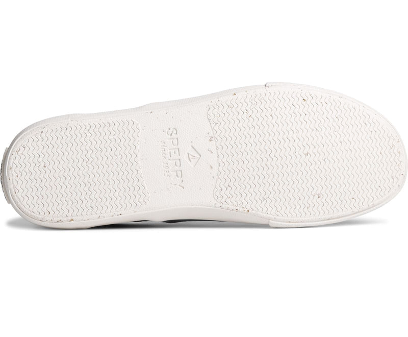Sperry SeaCycled™ Striper II CVO Baja shoes, white outsole with textured wave-inspired tread and branded logo, bottom view