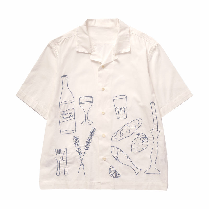 Service Works Light Twill Picnic Short Sleeve Shirt (Off White) - August Shop