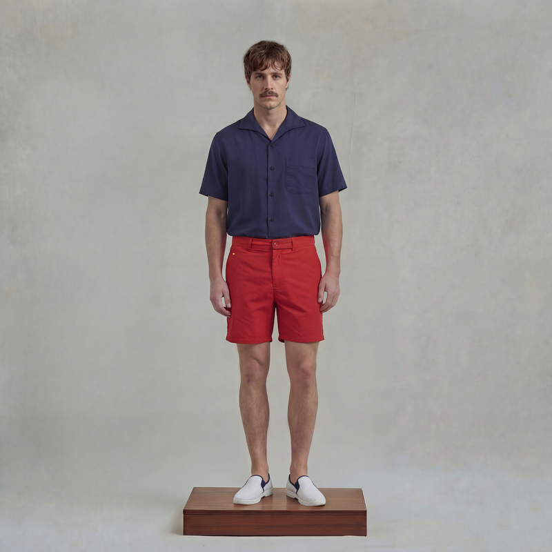 Short de bain court avec poche passepoilée