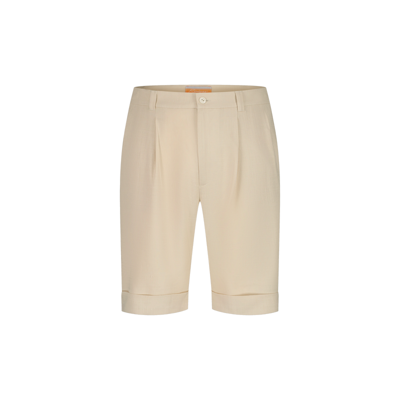 Short droit à revers avec plis à la taille