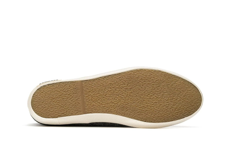 SeaVees Sixty Six sneakers sole view highlighting textured rubber outsole in tan and white trim.