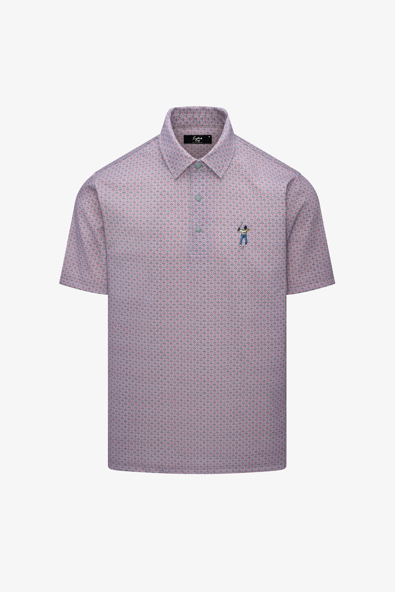 Snap Placket Polo v2 - Triangle Dot Print