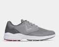 Callaway Solana SL v2 golf shoes in gray with waterproof mesh upper, white midsole, and spikeless outsole, side view.