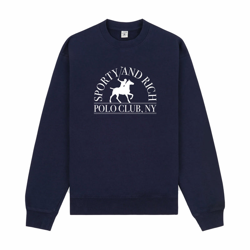 Sporty & Rich Men's Polo Club Crewneck (Dark Navy/White) - August Shop