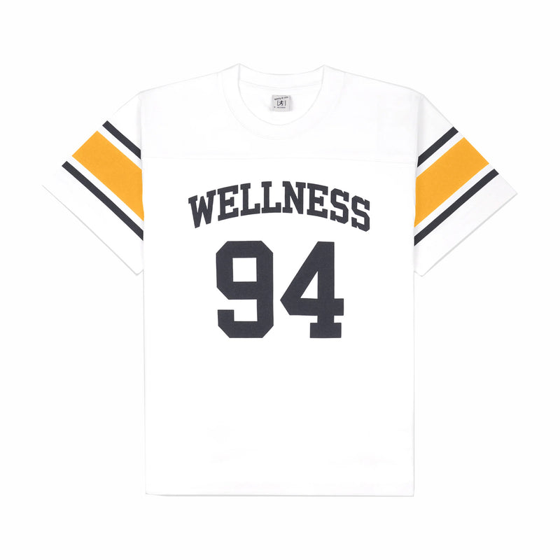 Sporty & Rich Women's Wellness 94 Rugby Tee (White/Faded Gold/Faded Black) - August Shop