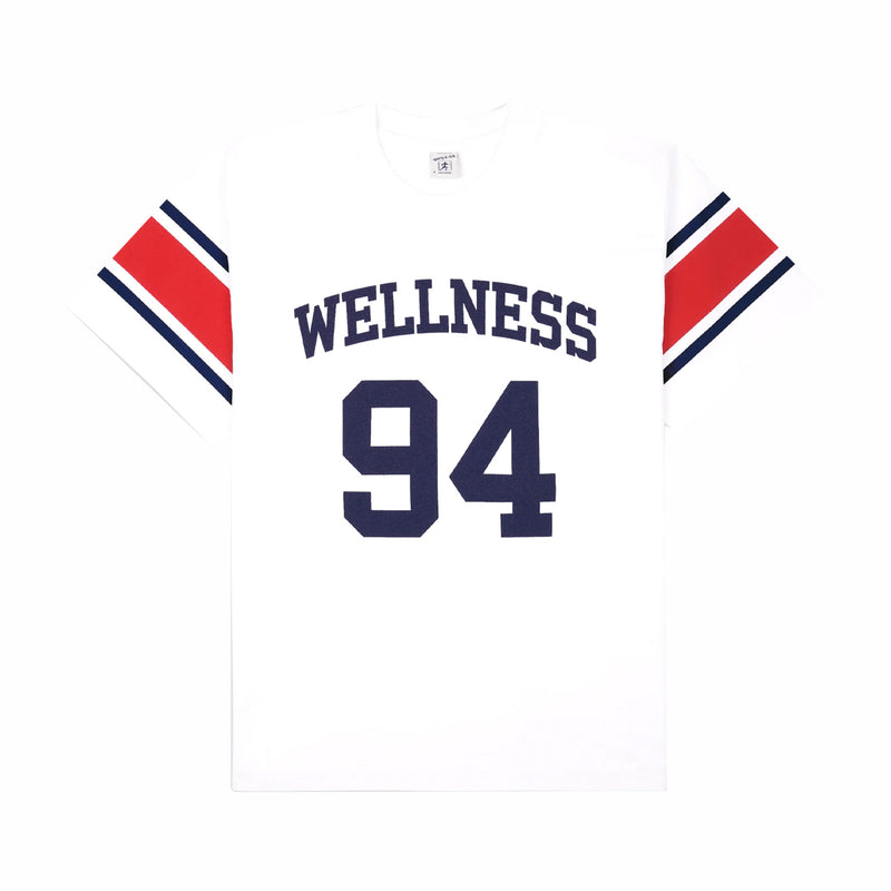 Sporty & Rich Women's Wellness 94 Rugby Tee (White/Ruby/Navy) - August Shop