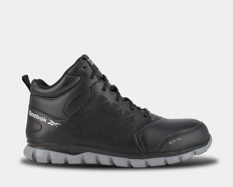 Reebok Work Sublite Cushion Work boots in black with alloy toe and cushioned outsole, side view