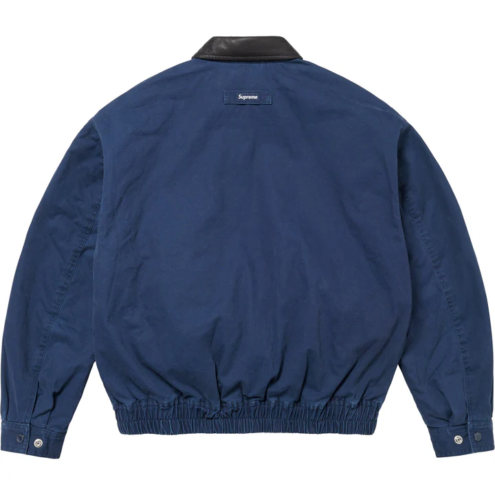 Supreme Leather Collar Utility Jacket - Navy