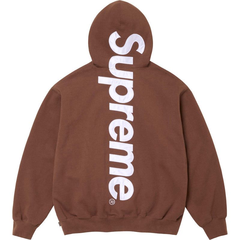 Supreme Satin Appliqué Hooded Sweatshirt - Brown