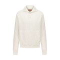 Sweatshirt boutonné en tricot nid d'abeille avec col requin