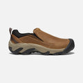 Keen Targhee II Soho slip-on shoes in brown leather with black accents and rugged sole, side view