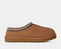UGG Tasman II Slipper in chestnut brown with embroidered collar and suede upper, side view showing Treadlite outsole.