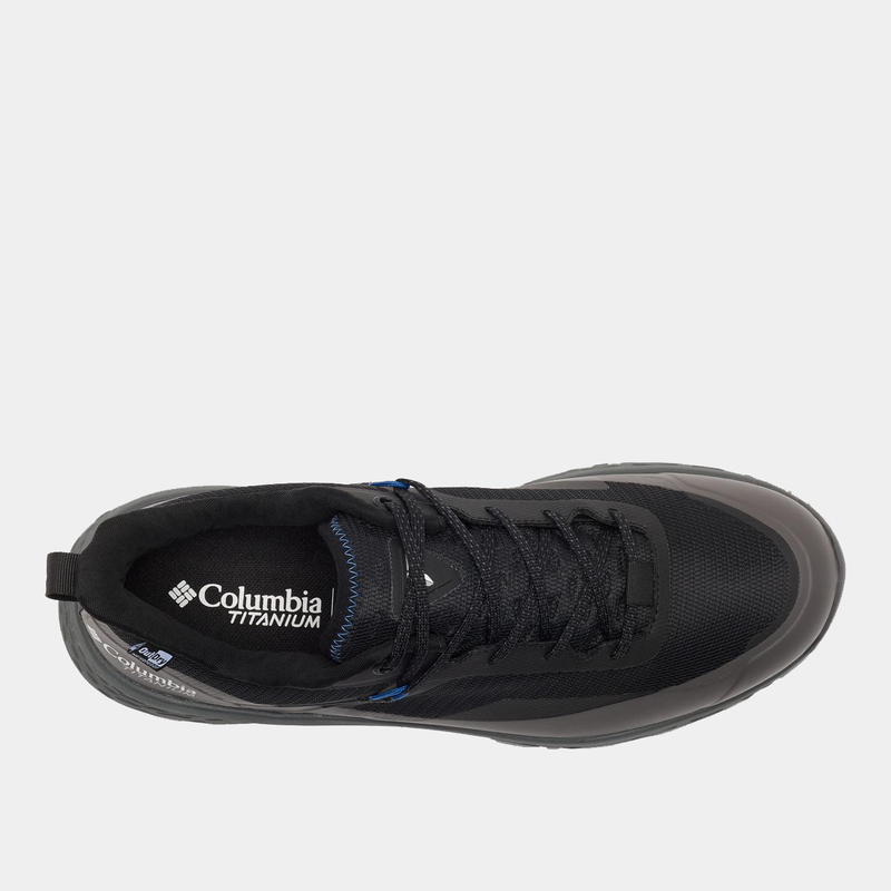 Columbia Tellurix Titanium OutDry shoe top view showing black mesh upper, lace system, and branded insole.