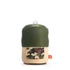 Puffin The Adventurer insulated beverage holder in green, beige, and camo print with a hanging loop, front view