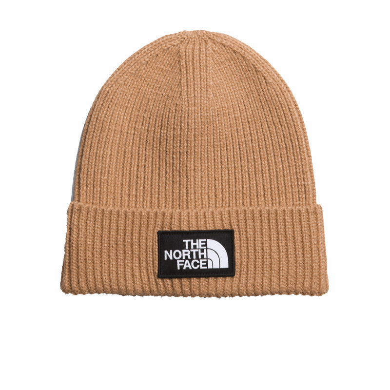The North Face TNF Box Logo Cuffed Beanie (Almond Butter) - August Shop
