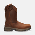 Timberland Pro Titan EV Waterproof Pull On Comp Toe Work Boots, brown leather side view with durable outsole.