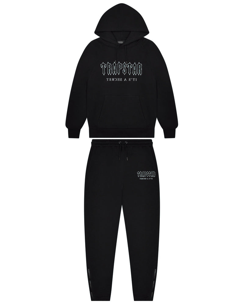 Trapstar Decoded Solid Chenille Hooded Tracksuit - Black/Blue