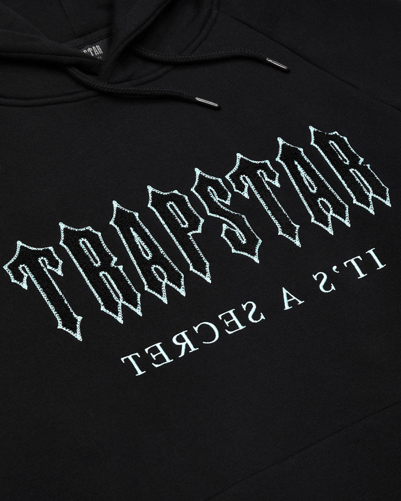 Trapstar Decoded Solid Chenille Hooded Tracksuit - Black/Blue