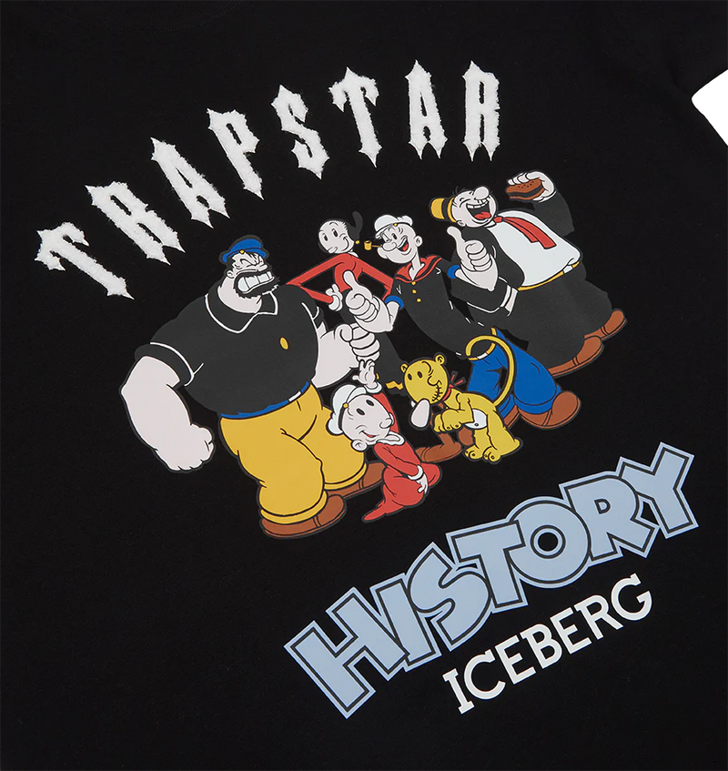 Trapstar X Iceberg Popeye Chenille + Print Oversized T-Shirt - Black