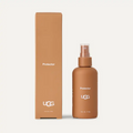 UGG Care Protector spray bottle and packaging in matte brown with white branding and clean design, front view.