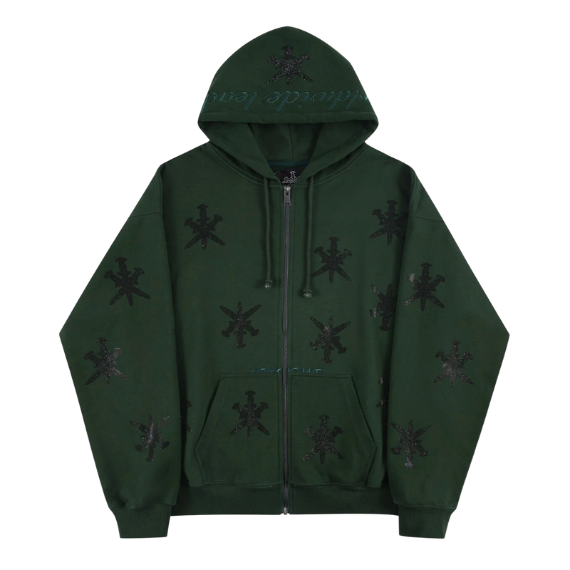 Unknown London Green Rhinestone Hoodie