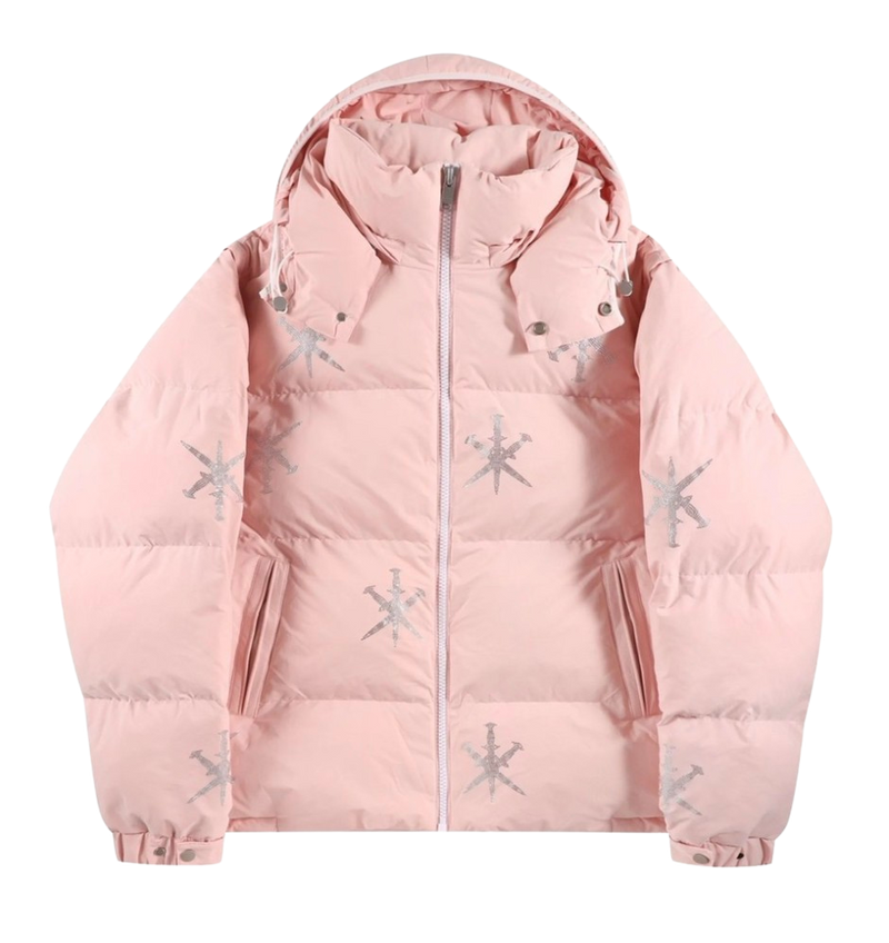 Unknown London Pink White Rhinestone puffer