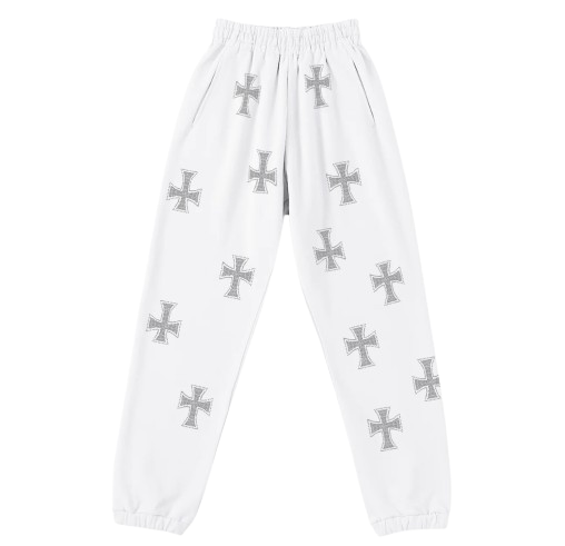 Unknown London White Rhinestone Joggers