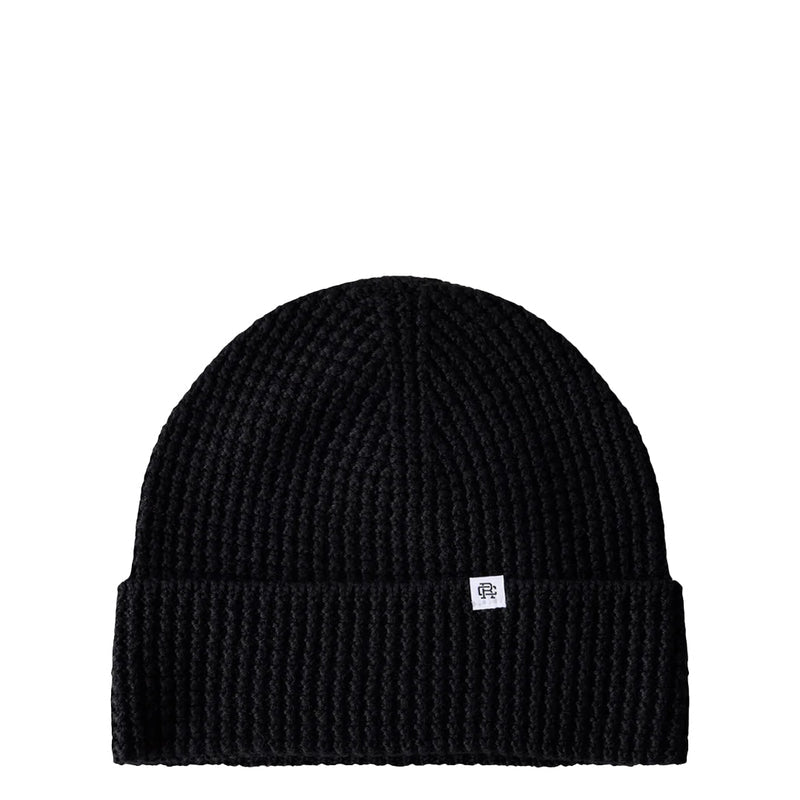 WAFFLE KNIT BEANIE BLACK