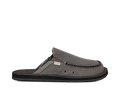 Sanuk You Got My Back St Hemp slip-on shoes in gray hemp fabric with moccasin-style stitching and collapsible heel, side view.